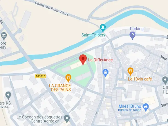 Carte de localisation de la Brasserie La DifférAnce à Saint-Thibéry dans l'Hérault